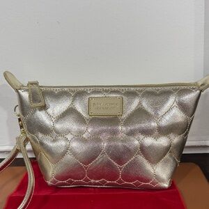 Betsey Johnson Gold Quilted Heart
Cosmetics Bag